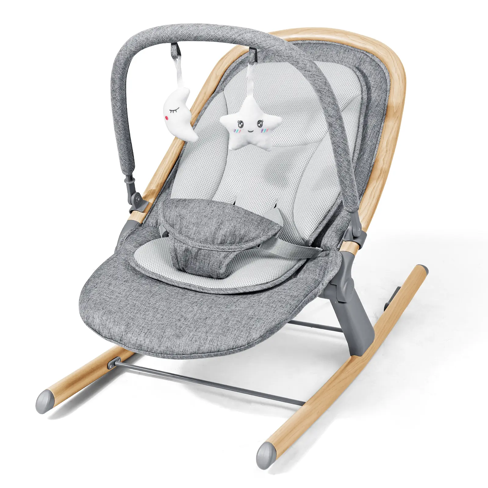 Orzbow Foldable Baby Rocker Chair, Infant to Toddler Seat with Breathable Mesh Cushion & Removable Play Bar, Fits Newborns 0-30 Months, Up to 40 lbs