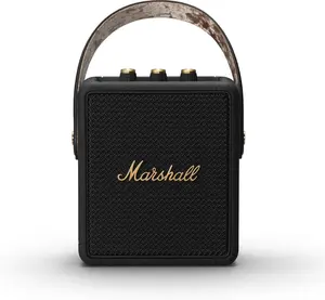 Marshall Stockwell II Portable Bluetooth Speaker, Black and Brass