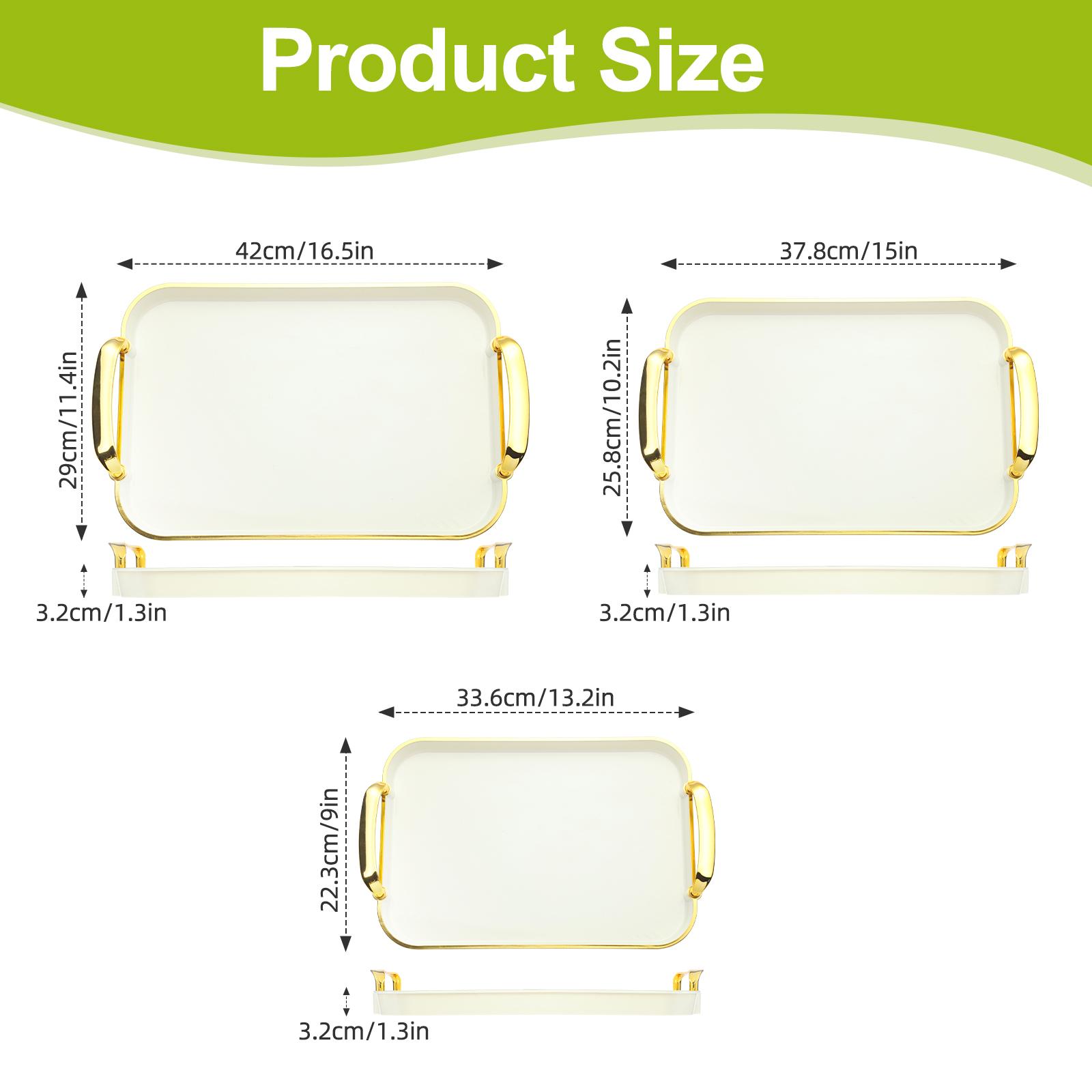 3 Pack Serving Tray with Handles Stackable Reusable Trays for Serving Food Plastic Serving Platters for birthday Party Charcuterie Fruit Appetizer BBQ Pool snacktray  festive party platter Mother's day gift