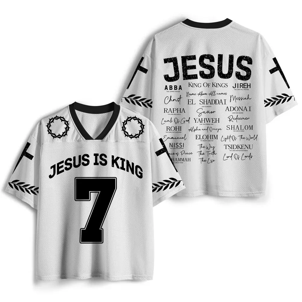 Jesus Is King Christian White Mesh Jersey,clothes for back to school,first day of school outfits