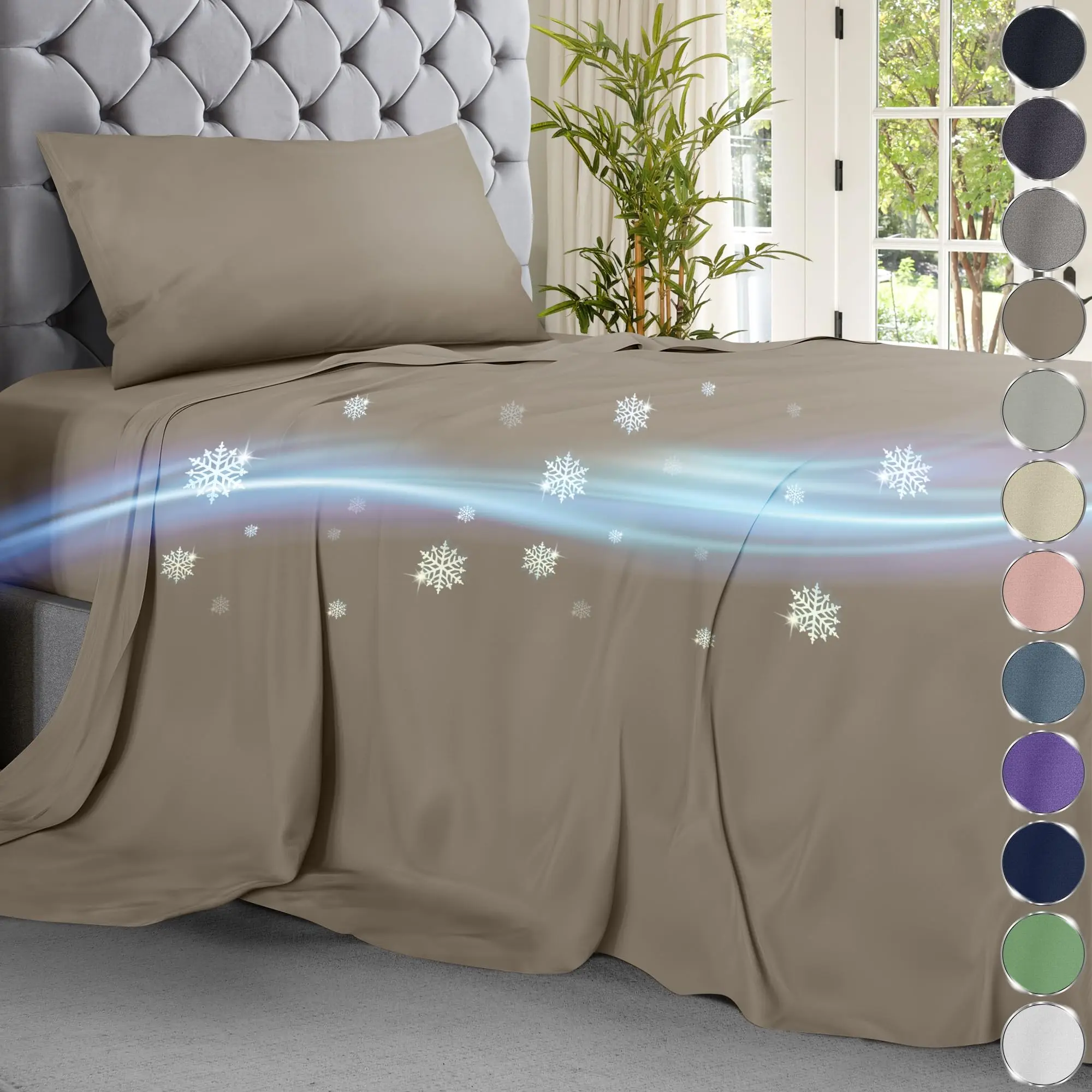 DECOLURE Cooling Bed Sheets Set 4 Pcs - Cooler Than Cotton, Ultra Soft Bamboo Viscose Microfiber Sheets for Hot Sleepers - Breathable, Deep Pocket, Hypoallergenic Cooling Sheet Set with Fitted Sheet, Flat Sheet & Pillowcases - Silky Soft, Moisture Wicking