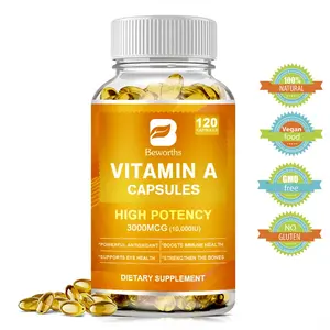 Beworths Vitamin A Softgels 10,000 IU Vitamin A Supplement, Promotes Immune, Bone, Skin, and Eye Health, 10000 IU (3000mcg) 120 Capsules, Vegan Dietary Supplements by BEWORTHS