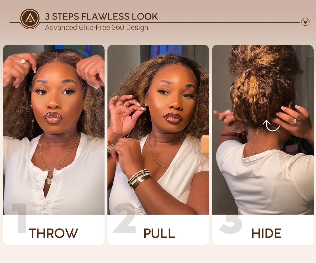 Hot Selling 360 Wig P4/27 Highlight Ombre Color Ashimary Invisi-Strap 360 Skin Lace Wig Water Wave Glueless Human Hair Pre Plucked SpringStatements