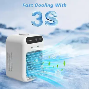 Mini Portable Air Conditioner, 3-In-1 Personal Air Cooler with 2-Speed Mist Fan, Built-In 1800mAh Battery and 500ml Water Tank for Bedroom, Office, Desktop