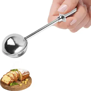 Powdered Sugar Shaker Duster, Flour Sifter for Baking, Baker's Dusting Wand Dispenser with Spring-Operated Handle One-Handed Operation, Stainless Steel Spices Sugar Strainer