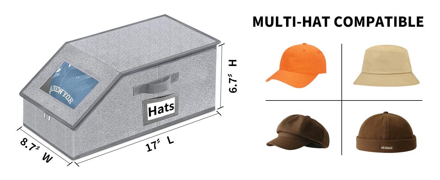 Stackable Baseball Cap Storage Box, Holds Up to 24 Hats – Durable Foldable Cardboard Organizer, Large Capacity Hat & Toy Storage Solution, Versatile Home & Bedroom Organizer, Dustproof, Space Saving