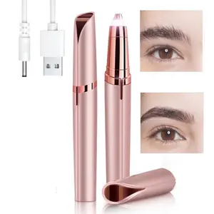 Rechargeable Eyebrow Trimmer for Women - Painless Electric Razor with 2 Replacement Heads, Ideal for Women’s Grooming