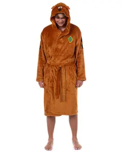 Scooby-Doo Robe Men's Character Embroidered 3D Design Hooded Bathrobe For Adults