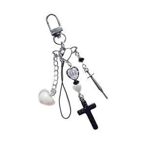 Bowknot Cross Angel Wing Pendant – Phone Strap, Backpack Charm, Key Decoration