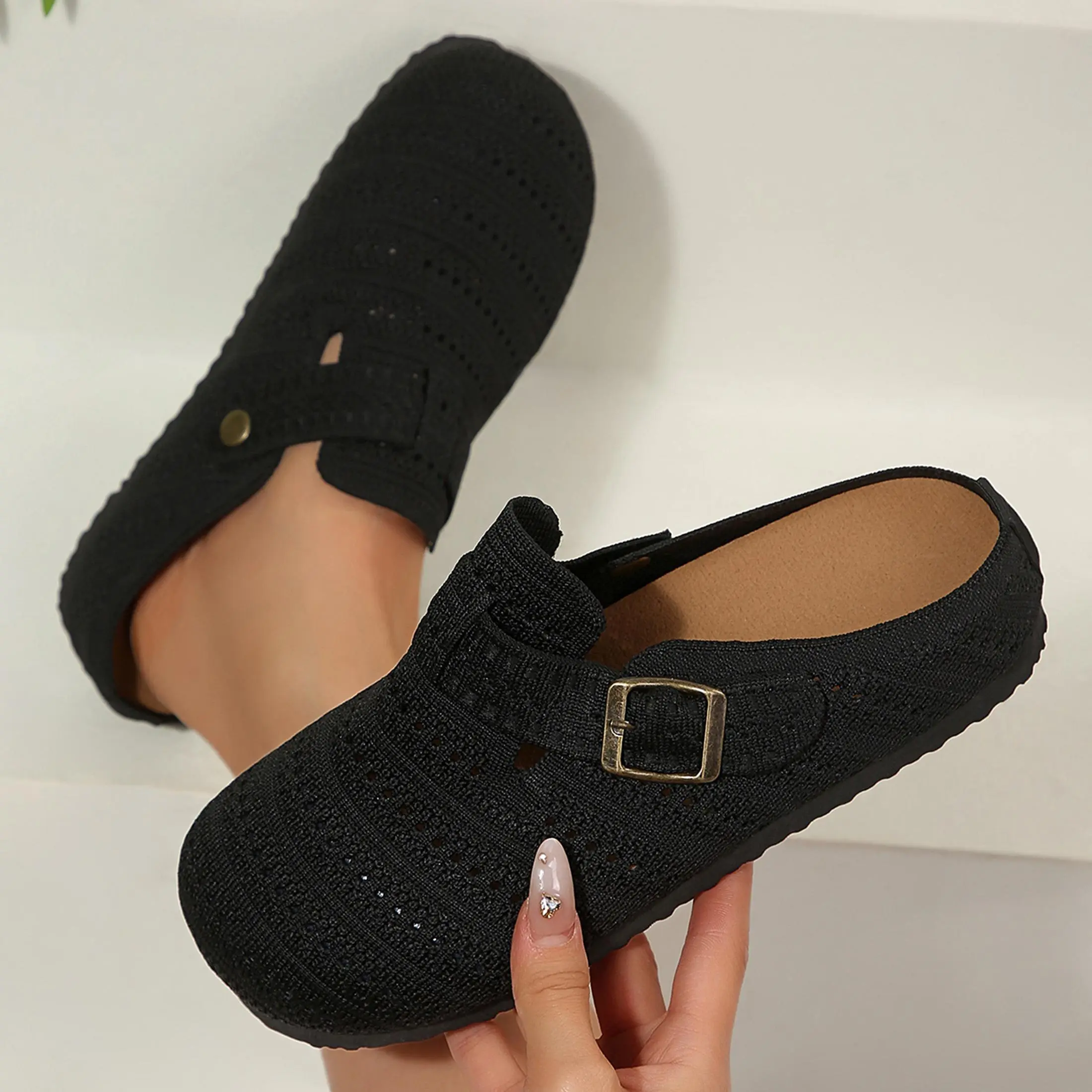Women's Sandals Effortless Style Crochet Mules Breathable Knit Clogs Indoor Outdoor Shoes Perfect for Summer & Beach Days Springfresh
