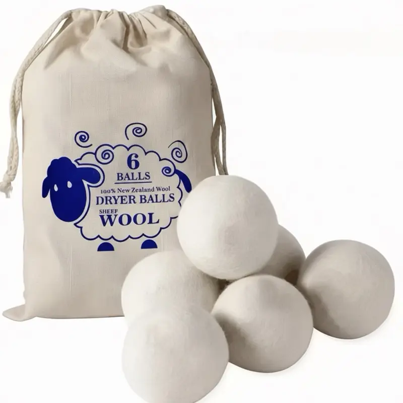 Noble Pure Wool Dryer Balls - 6-Pack Energy Saving Device, Wrinkle Resistant Laundry Fabric Softener Accessories, Reusable, Saves Drying Time, 24-Month Durability, Extra Large with Bag, Better Alternative to Plastic Balls, Liquid Softener & Sheets
