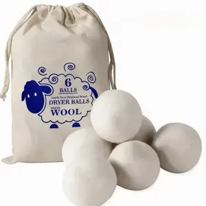 Laundry Wool Dryer Balls - Natural Fabric Softener, Reusable, Reduces Clothing Wrinkles and Saves Drying Time, Better Alternative to Plastic Balls and Liquid Softener (Pack of 6)