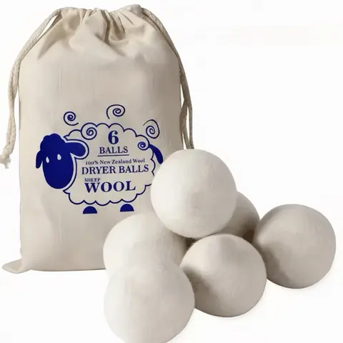 Noble Pure Wool Dryer Balls - 6-Pack Extra Large Laundry Accessory with Bag, Wrinkle Resistant, Energy Saving, Quick Drying, 24-Month Durability, 1000+ Load Capacity, Cuts Sheet Waste, Reusable Alternative to Plastic Balls, Liquid Softener & Sheets