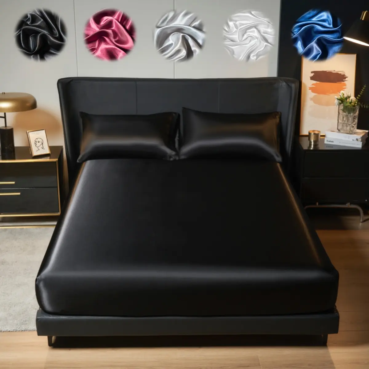 2/3 Counts Silky Satin Solid Color Fitted Bed Sheet Set, Dust-Proof Dirt-Resistant Mattress Cover, Soft Bed Sheet, Silky Cooling Bedsheets, Skin-Friendly Silk-Like Bedding Set for Bedroom, Satin Bed Sheets, Bed Linens, Polyester Bedding