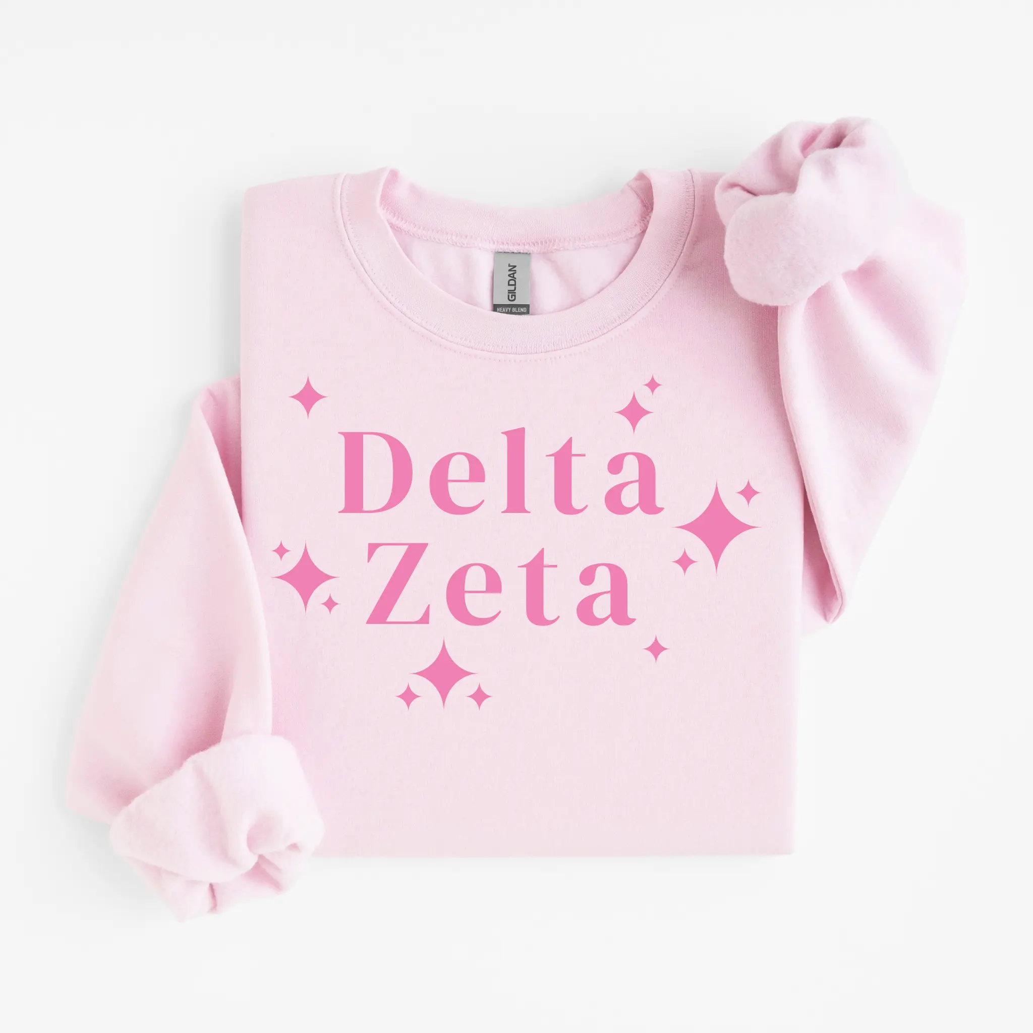 Delta Zeta Stars Crewneck Sweater Oversized Sorority Rush Top Womenswear Apparel Casual Fully Licensed Sorority Sweatshirt University College Greek Life