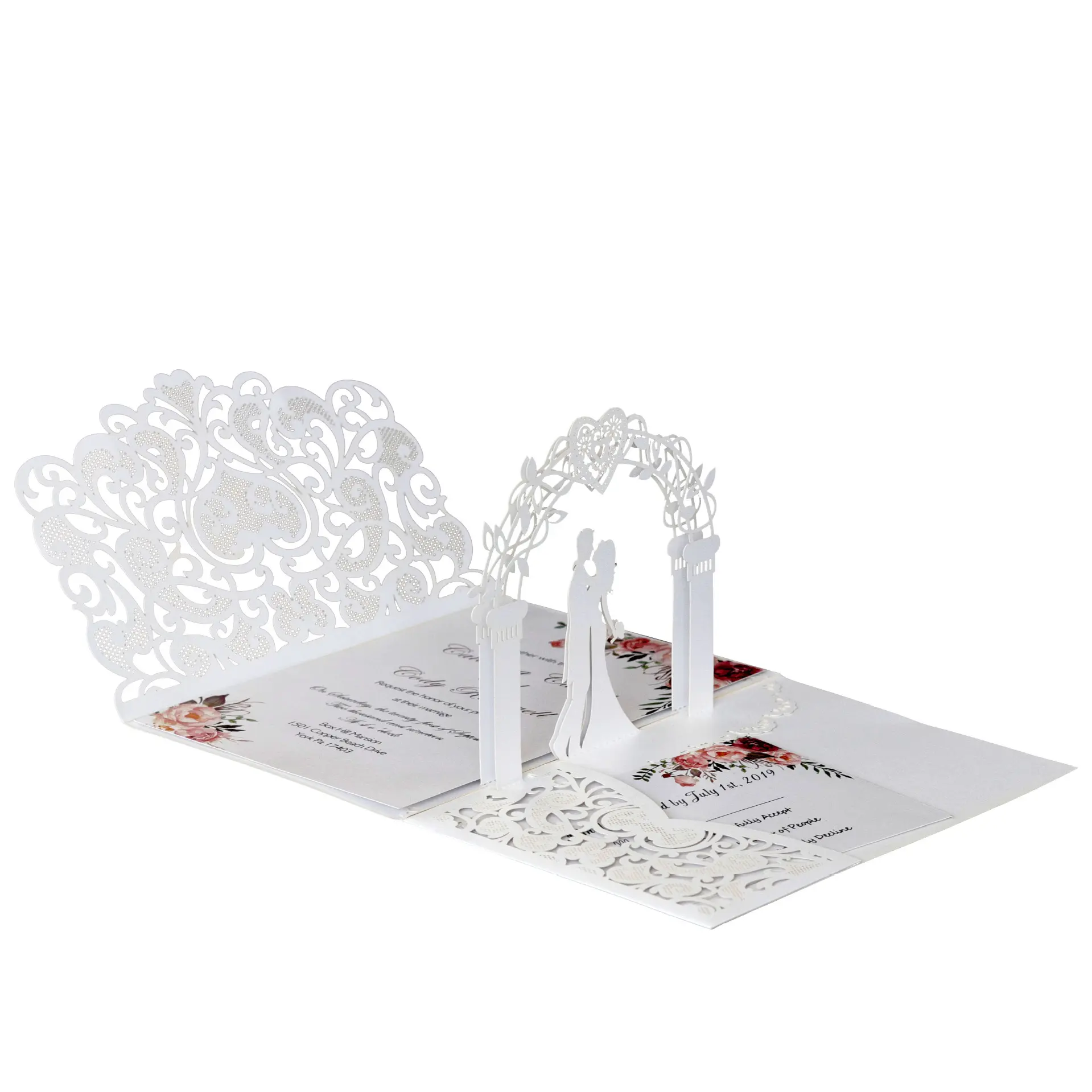 Laser Cut 3D Heart Shape Greeting Cards - Wedding Supplies with Invitations for Bridal Parties, Engagement Events