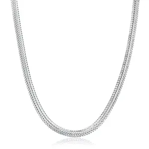 925 silver plated  Chain Men’s and women’s flat snake bone necklaces Lobster Clasp 6mm Silver Chain for Men Women Silver Necklace Chain 19.68-23.62 Inches