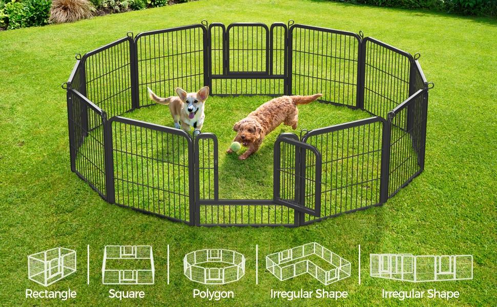 Yaheetech 25″ Tall Dog Playpen, Steel 6/8/12/16 Panels Dog Pet Exercise Barrier Outdoor Indoor Fence with Door