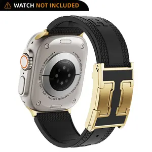 Premium Silicone Magnetic Band for Men Ultra-Light & Comfortable All Day  Watch Strap Suitable for Apple Watch 44/45/46/49mm Sweatproof & Comfortable From Office to Gym Durable Comfort Fit Smartwatch 【WATCH NOT INCLUDED】