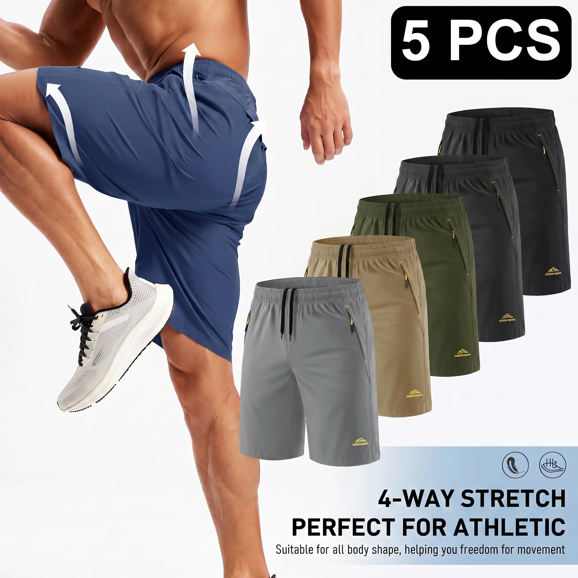 MAGCOMSEN 1/5Pack Men's Shorts 9" Quick Dry Athletic Shorts with Zipper Pockets for Summer Gym Workout Basketball Running Jogging Outdoor Fun,clothes for back to school,first day of school outfits