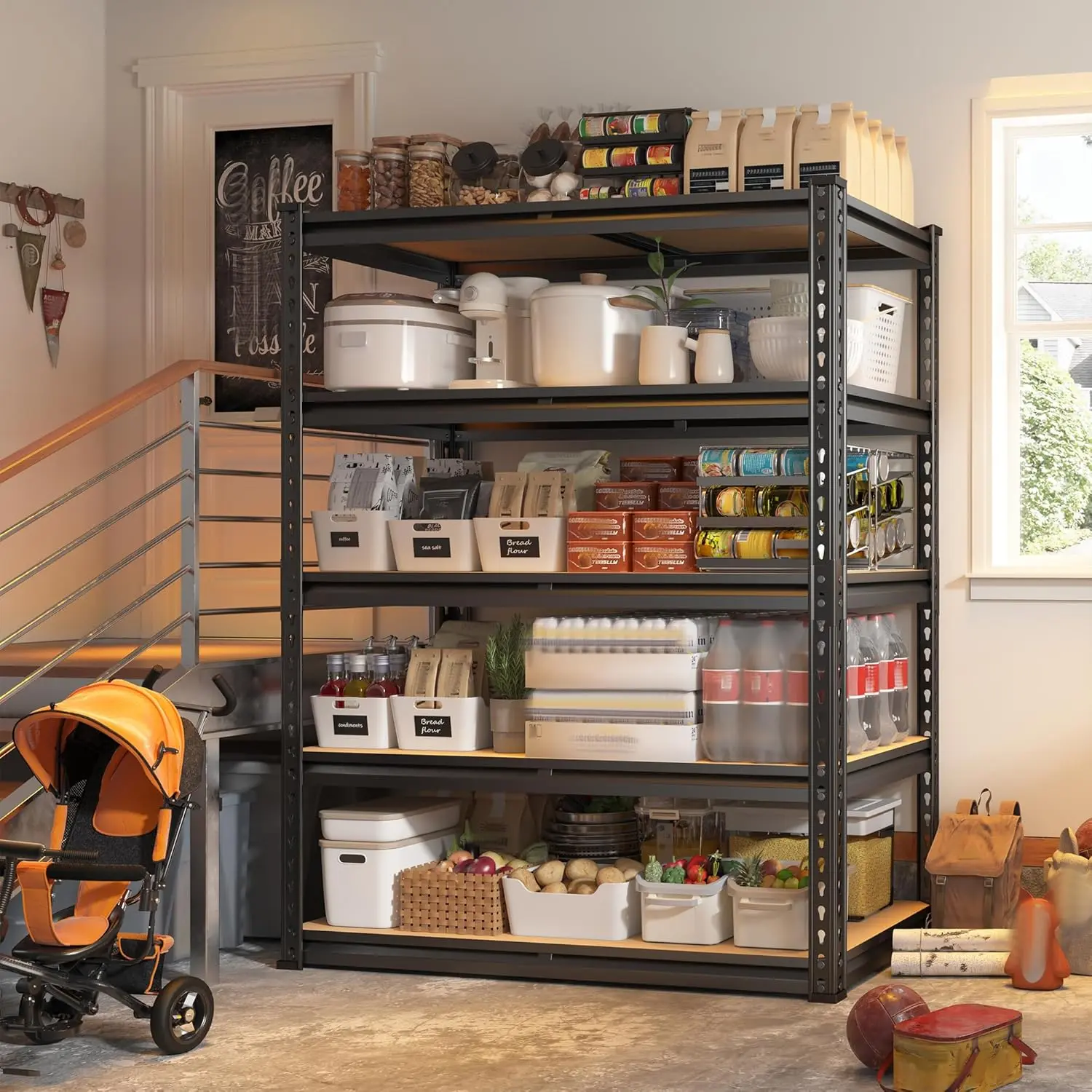 Raybee Furniture 72" H Garage Shelving,Heavy Duty 2000 LBS Storage Shelves,Adjustable 5 Tier Metal Shelf Utility Rack for Garage Basement Pantry Kitchen Organiser #TikTokShopStockUp #SummerVibes