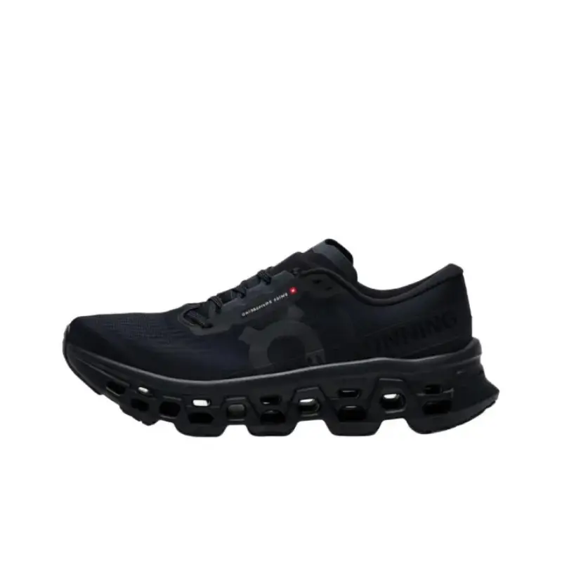 Unisex All Black Letter Print Fly Knit Running Sneakers, Oversized Hollow Wave Thick Cushion Shock Absorb Athletic Trainers, Breathable Lightweight Lace Up Jogging Walking Shoes For Street Gym Daily Commute Men Women