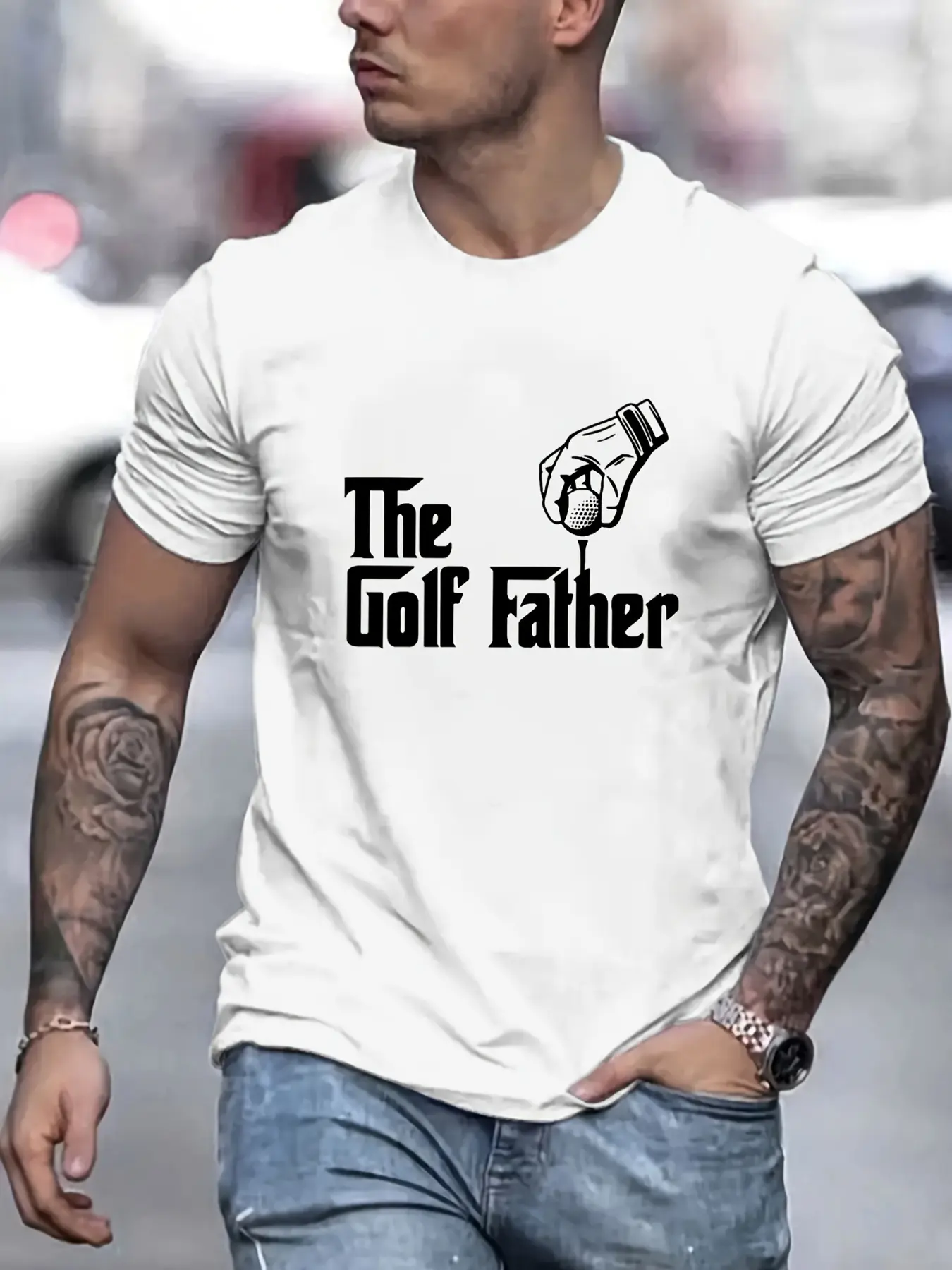 New Summer Men Casual Stylish Short Sleeve Print T Shirt Stretchy Ribbed Round Neck Comfortable Breathable Tee Top