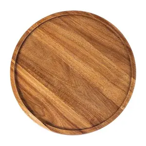 Round Wood Tray,Wooden Serving Tray,Serving Platter,Appetizer Charcuterie Board,Tray Organizer for Kitchen/Countertop D