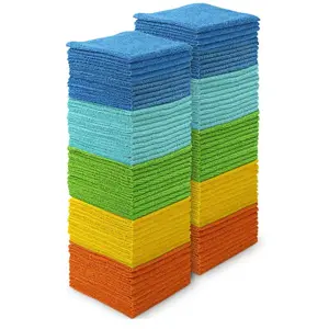 100PK 12"×12" Rectangle Microfiber Cleaning Cloths, Soft Absorbent Rags, Car Wash Microfiber Towel, Effective for Cleaning Home & Kitchen Windows
