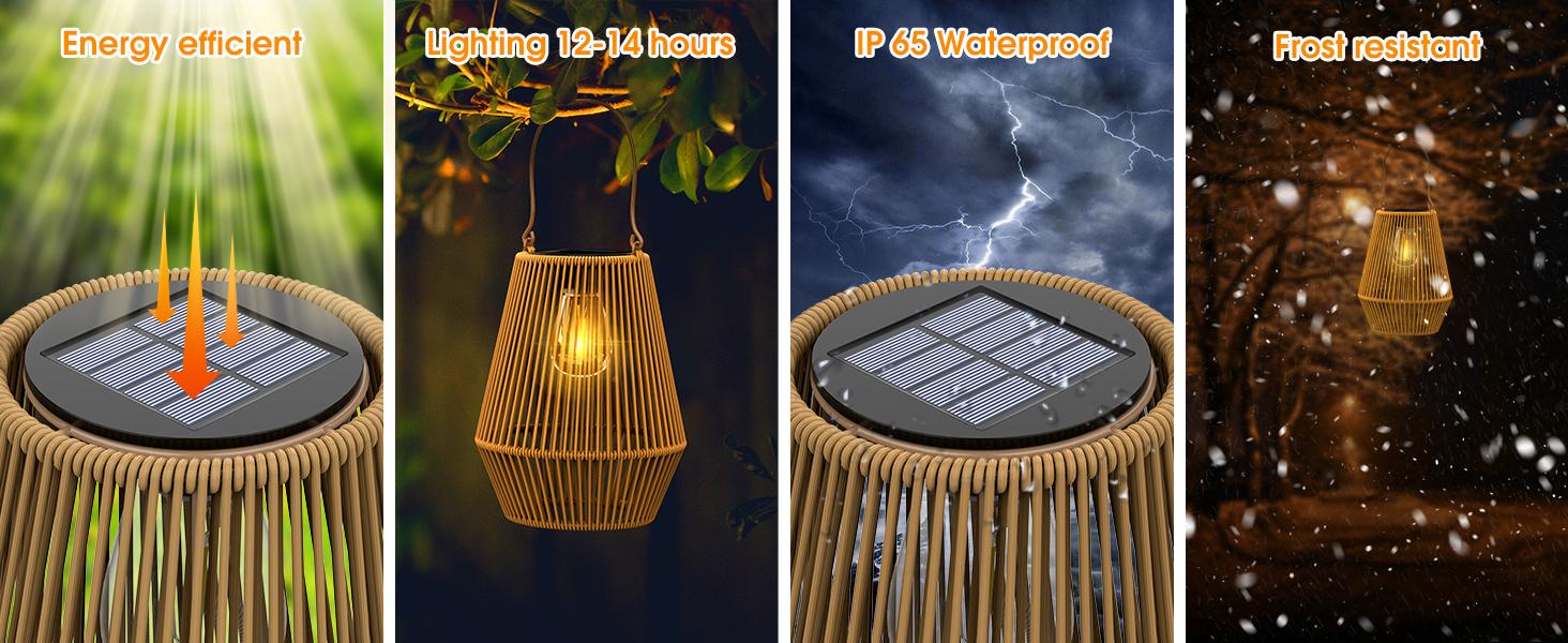 Solar Garden Lights, 2/4Pack Handwoven Rattan Solar Lantern, Special Design Outdoor Solar Garden Lights, Waterproof Solar Lights Suitable for Patio, Yard, Porch, Pathway, Decorative Lighting