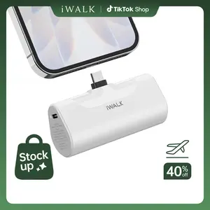 iWALK Mini Portable Charger 4500mAh USB-C 20W Fast Charging Power Bank for iPhone 17/16/15 Pro Max Samsung Galaxy S25 LG Xiaomi Lightweight Compact Chargeable Smartphone Cable