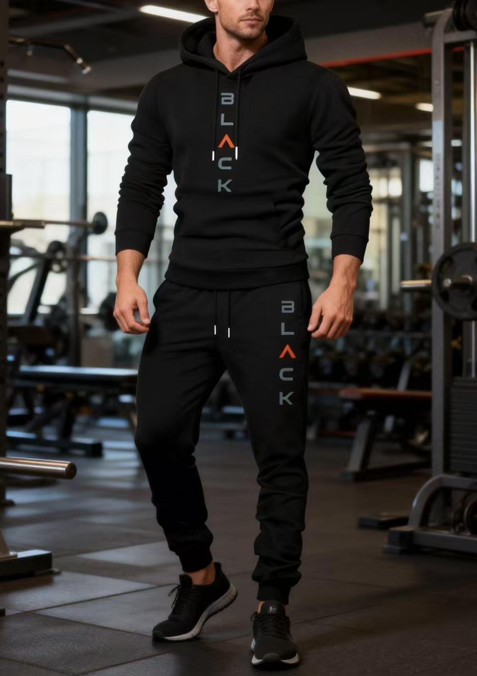 Men's hooded sports shirt and pants set, casual long-sleeve pullover with pocket design, perfect for everyday wear and extremely comfortable