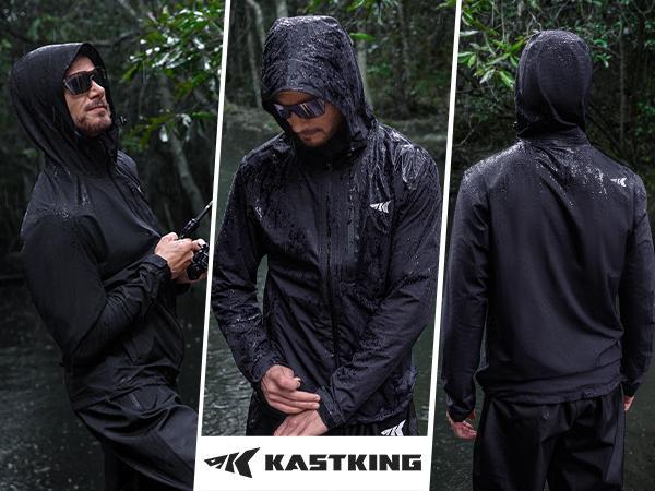 KastKing HydroArmor Lightweight Rain Jacket, 2.5-Layer Waterproof Fishing Hiking Rain Suit for Men, Packable Rain Gear