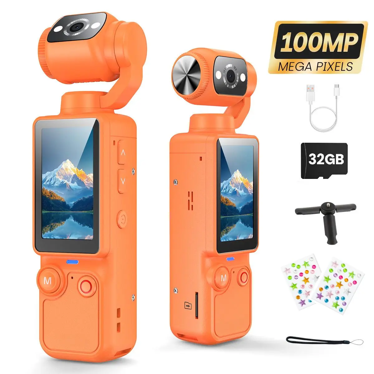 W&O Digital Vlogging Camera, 180° Rotatable Lens Camcorder with 32GB Card, Portable Video Recorder for Travel & Daily Use, Perfect Holiday Gift