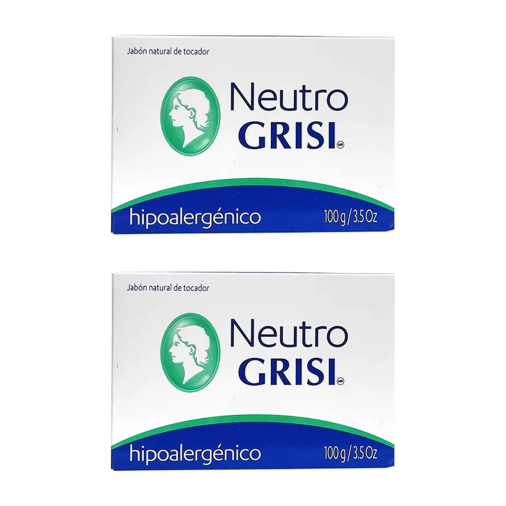 2-Pack | 3.5 oz - Grisi Neutral Hypoallergenic Bar Soap – Fragrance-Free & Dye-Free for Face & Body – Gentle Moisturizing Wash for Sensitive Skin – pH-Balanced Natural Cleanser
