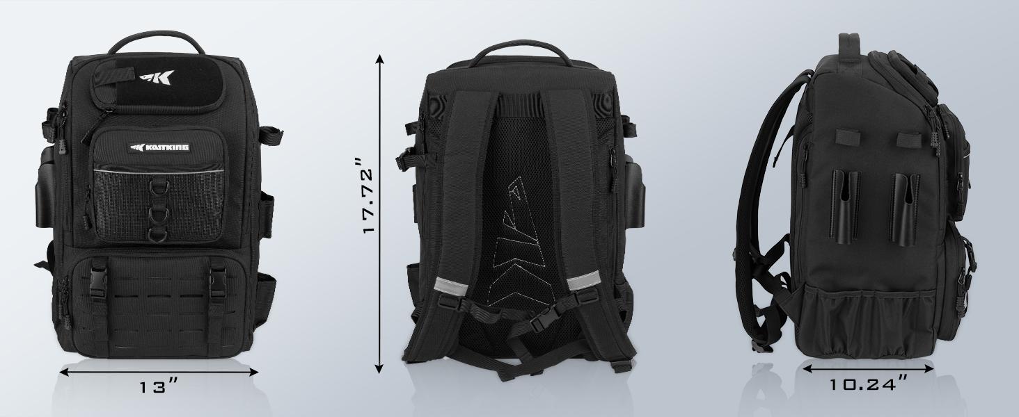 Karryall Fishing Tackle Backpack with Rod Holders 4 Tackle Boxes,40L Fishing Bag Storage Fishing Gear and Equipment, Multi-Functional Storage ,Waterproof & Durable Fishing Bag Ideal for Camping & Outdoor Activities Hunting