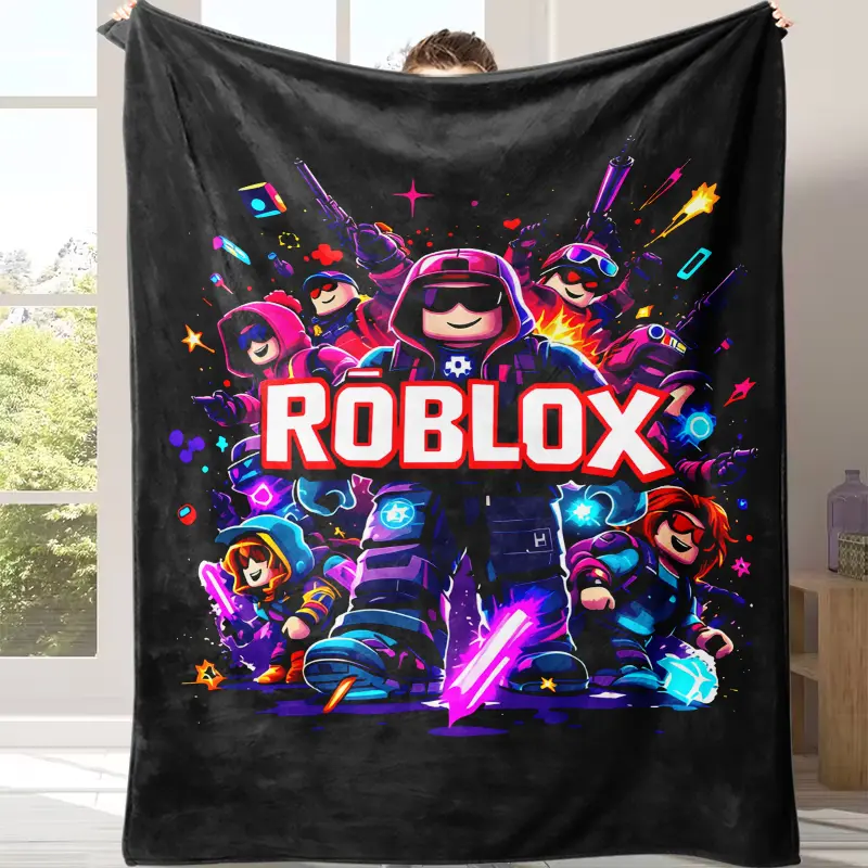 Countdown Sale! Roblox Theme Soft Fabric Blanket - Warmth Focus, Durable, Cozy Room Vibes, Other Patterns - 4-Season Use for Office, Camping - Ideal Holiday Gift for Parents - Bedding & Linen Throw