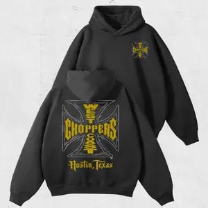 Vintage WCC Hoodie, Retro Motorcycle Graphic Hoodie, Biker Streetwear Hoodie, Classic Casual Top Menswear