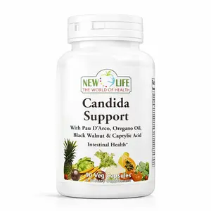 New Life Candida Support Dietary Supplement, 90 Veg Capsules with Caprylic Acid, Oregano Oil & Black Walnut, Natural Herbal Wellness Blend for Digestive Health