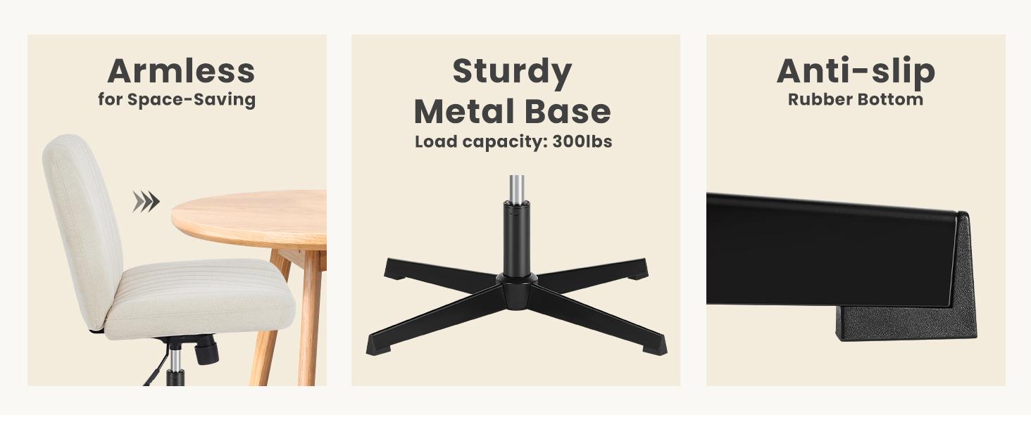 Furnest Furniture Indoor Furniture Chairs Criss Cross Legged Office Chair, Armless Desk Chair No Wheels Wide Home Office Desk Chairs, Adjustable Swivel Vanity Chair Furnest Furniture Indoor Furniture Chairs Criss Cross Legged Office Chair, Armless Desk Chair No Wheels Wide Home Office Desk Chairs, Adjustable Swivel Vanity Chair