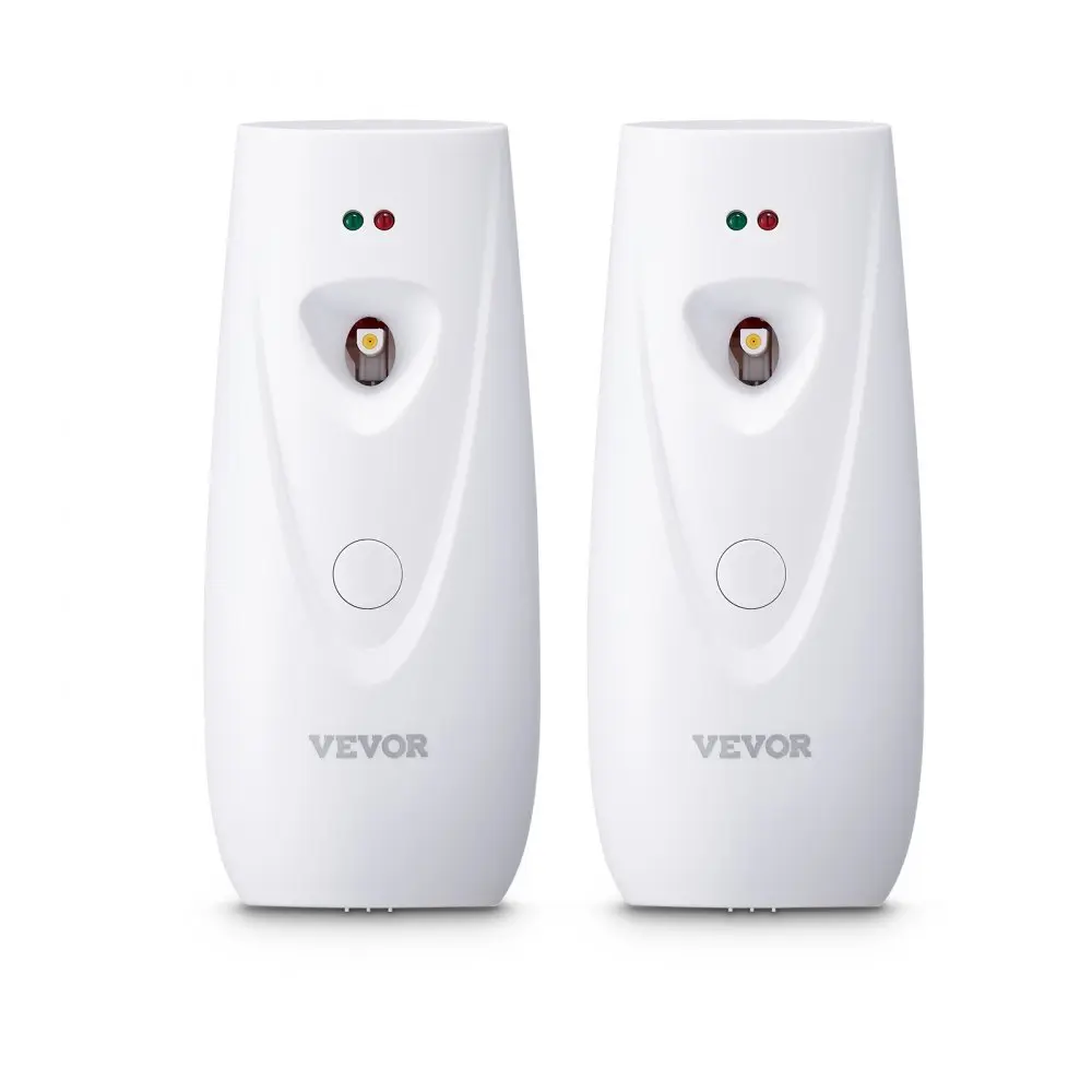 VEVOR Automatic Air Freshener Spray Dispenser (2-Pack/4-Pack) - Wall or Stand Mount, Cordless Battery Operated, Adjustable Time Settings, Push Button Burst & Boost Burst Spray, Home Office White Scent Diffuser