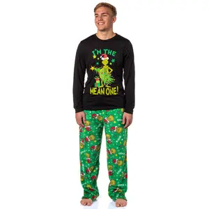Dr. Seuss GRINCH Men's I'm The Mean One Adult Lounge Pajama Sleep Set