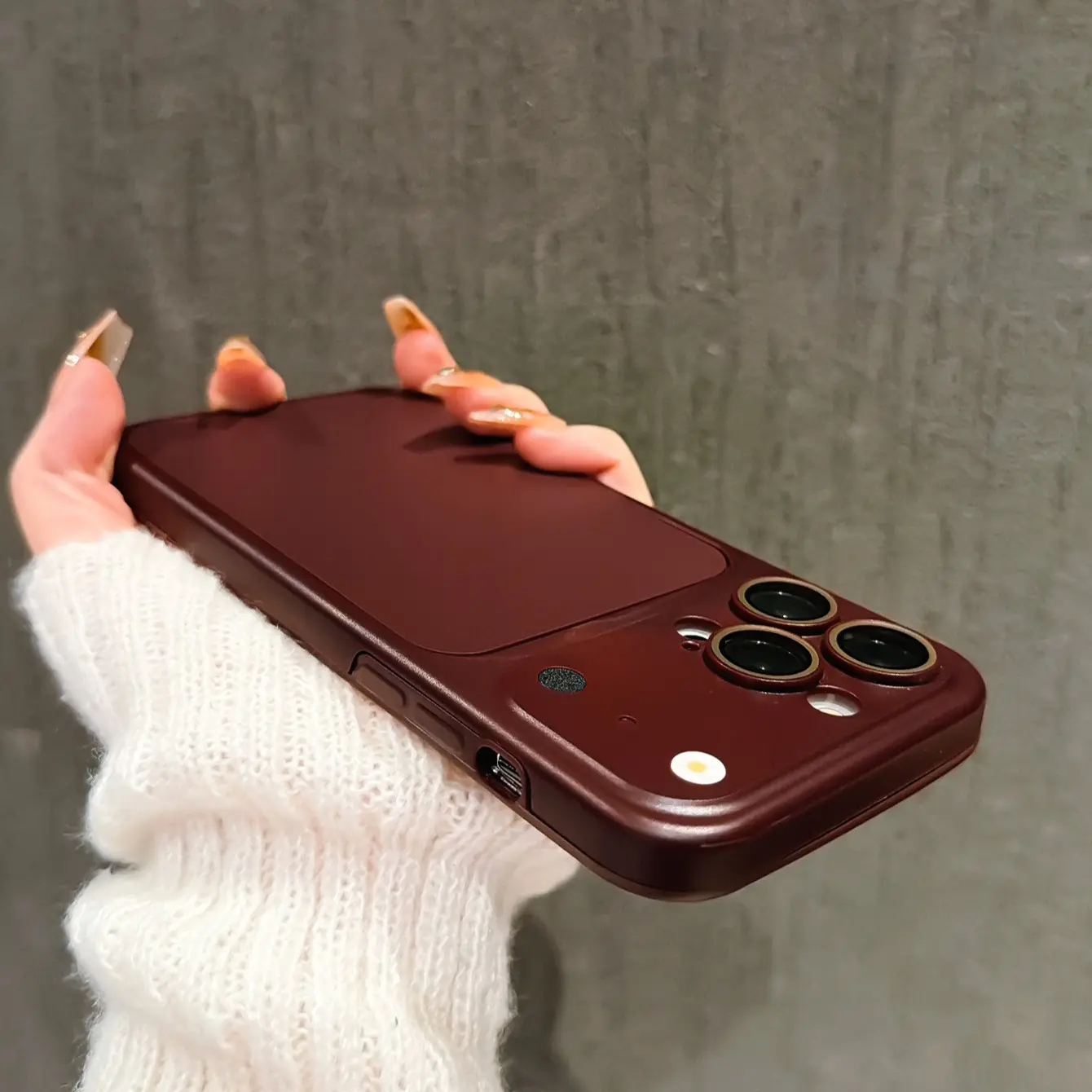 Wine Plain Dual-Sided Protective Phone Case Cover Casing for Apple iPhone 11 12 13 14 15 16 17 Series, Anti-Scratch Shockproof Shell Protection, Holiday Gift, Accessories, Protector Cover, Lightweight Shockproof Cover Smartphone Shell