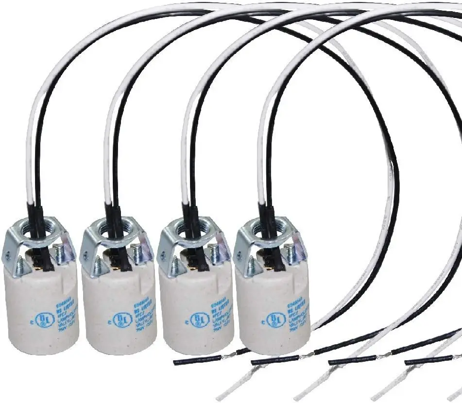 YI LIGHTING DIY Ceramic E12 Candelabra Socket Kit – Heavy Duty, Heat-Resistant Porcelain Lamp Holder with 12" Leads – Perfect for Chandelier Repair, Vintage Lanterns & Custom Decor