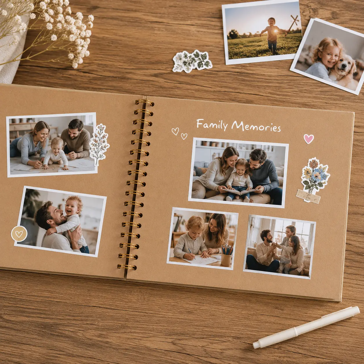 DIY Scrapbook Album - 8x8 & 10x10 in Metal Spiral Bound Kraft Paper Photography Memory Book, Blank for Wedding Keepsakes, Gifting (Toys & Hobbies Scrapbooking Supplies)