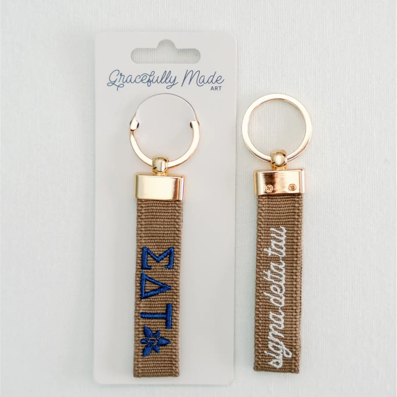 Sigma Delta Tau Embroidered Keychain
