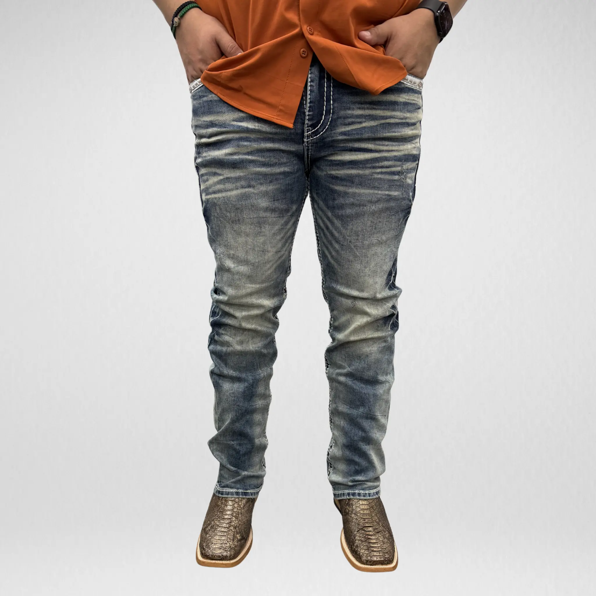 Men's De Niko Slim Straight Boot Denim (DN-054)