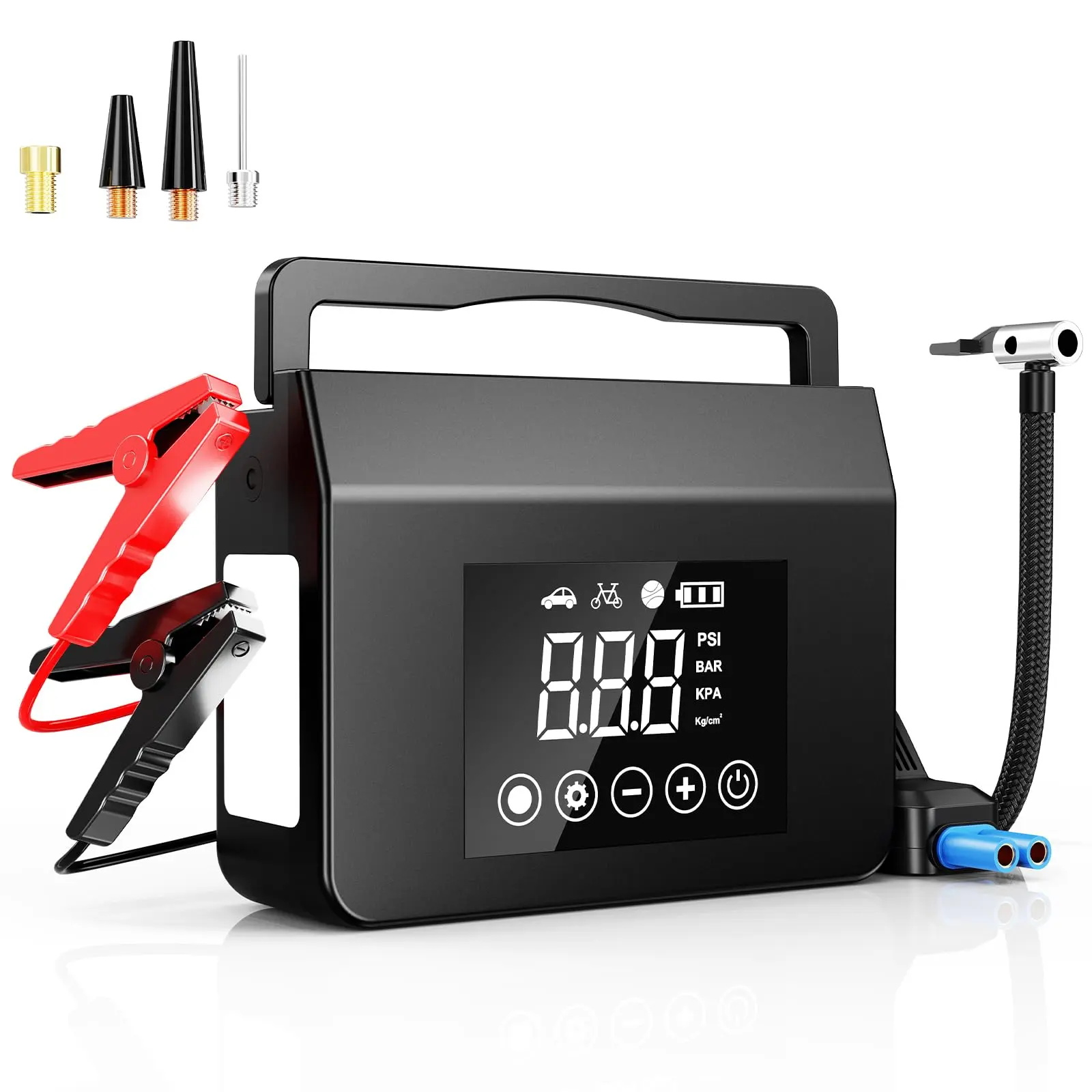 【Hieha】All-Season 4000A Car Jump Starter with 150PSI Tire Inflator, 15000mAh Power Bank & LED Light, Reliable in All Weather Conditions, Compatible with Most Cars & Trucks (All Gas/8.0L Diesel), Automotive Emergency Tool
