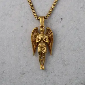 Gold Guardian Angel Pendant Chain Necklace