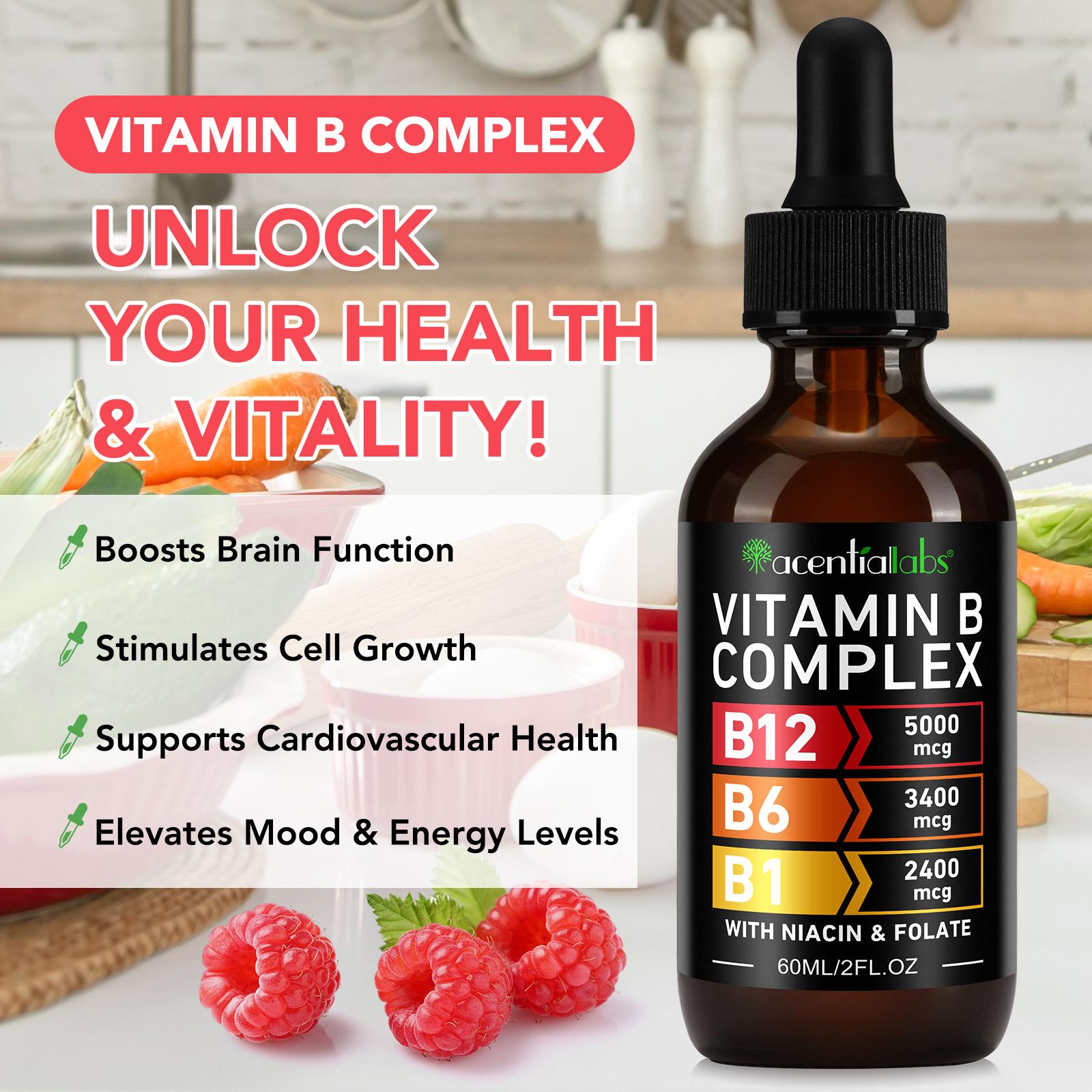 [3-Pack]  Vitamin B12 and B6 Drops, Sublingual Vitamin B12 Complex - Vitamin B12 5000mcg - Vitamin B12 Methylcobalamin, supports energy, brain, and heart health, raspberry flavor, suitable for both men and women, Made in the USA, 6 fl oz. Supplement